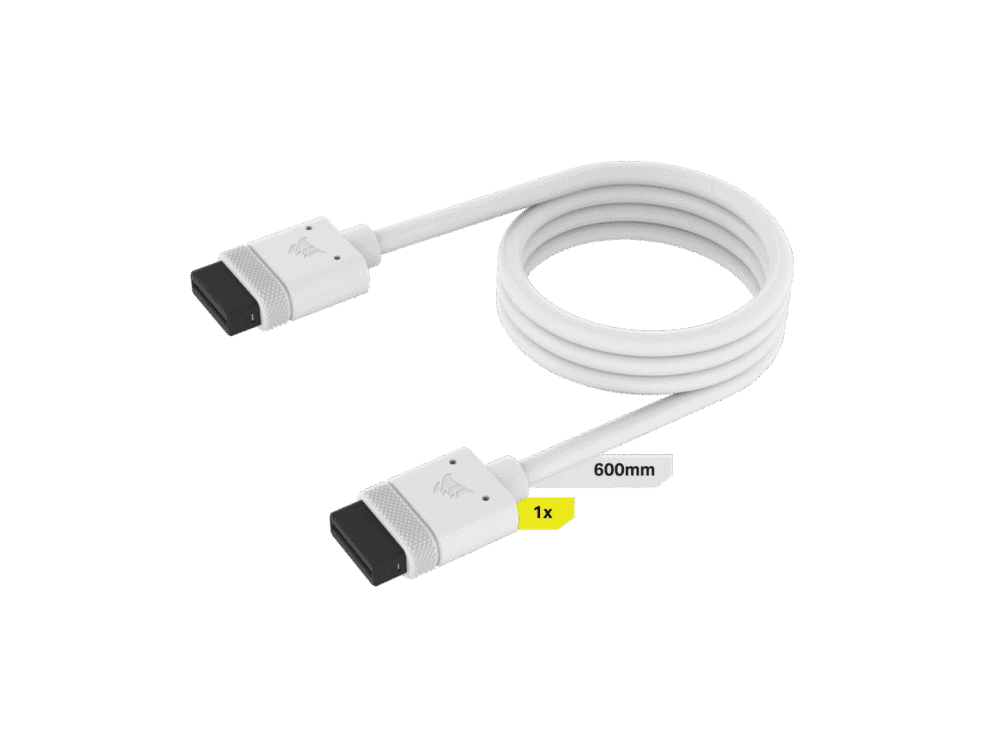 corsair icue link cable; 1x 600mm with straight connectors; white