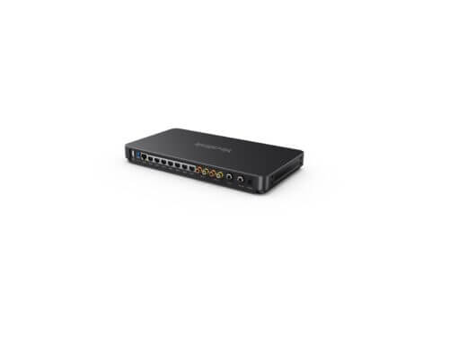 Black network switch with eight ports