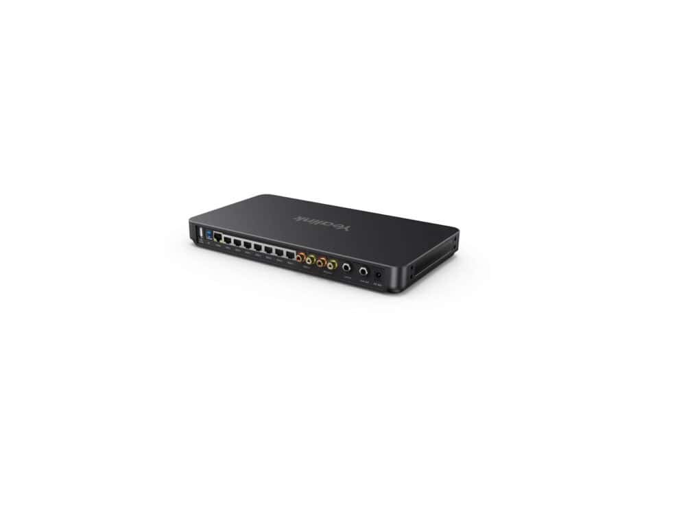Black network switch with eight ports