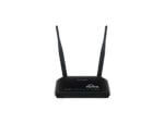 Black wireless router with two antennas