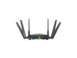 D-Link router with six antennas, rear view.