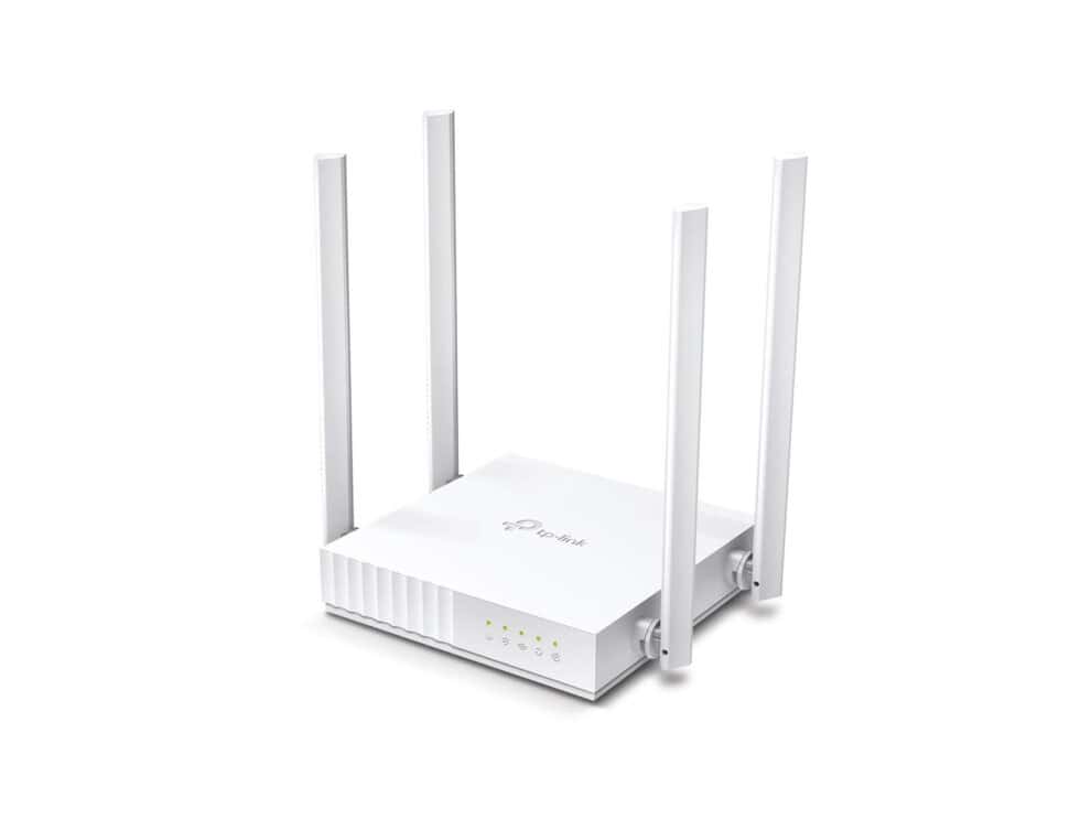White wireless router with four antennas