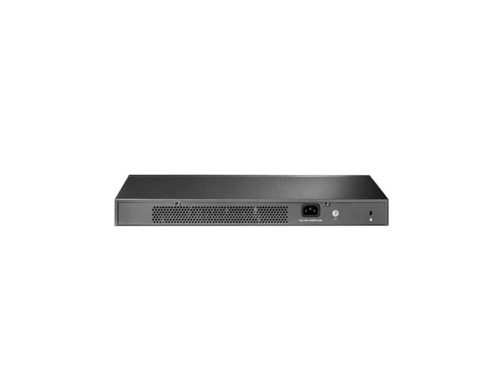 Black network switch back panel view