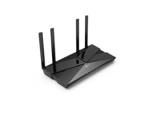 Black wireless router with antennas