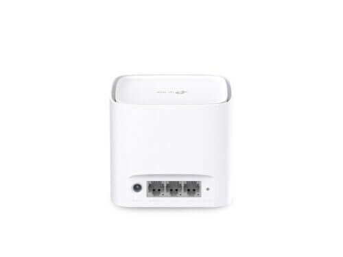 Back view of white Wi-Fi router.