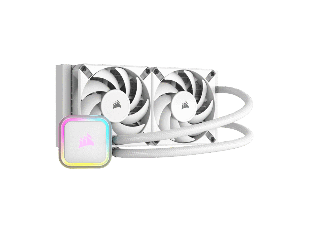 corsair icue h100i elite rgb 240mm liquid cpu cooler white.
