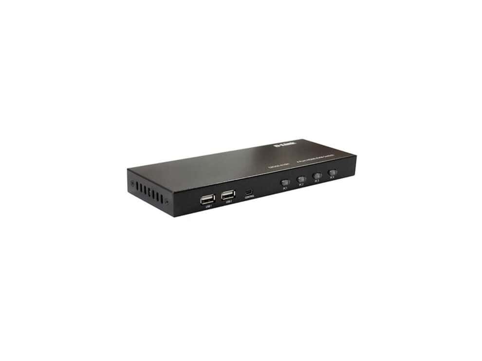 d link kvm switch 4 port with hdmi and usb ports manage four computers with one monitor Black USB switch device with four ports.