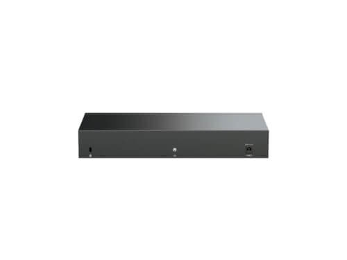 Black electronic device, front view.