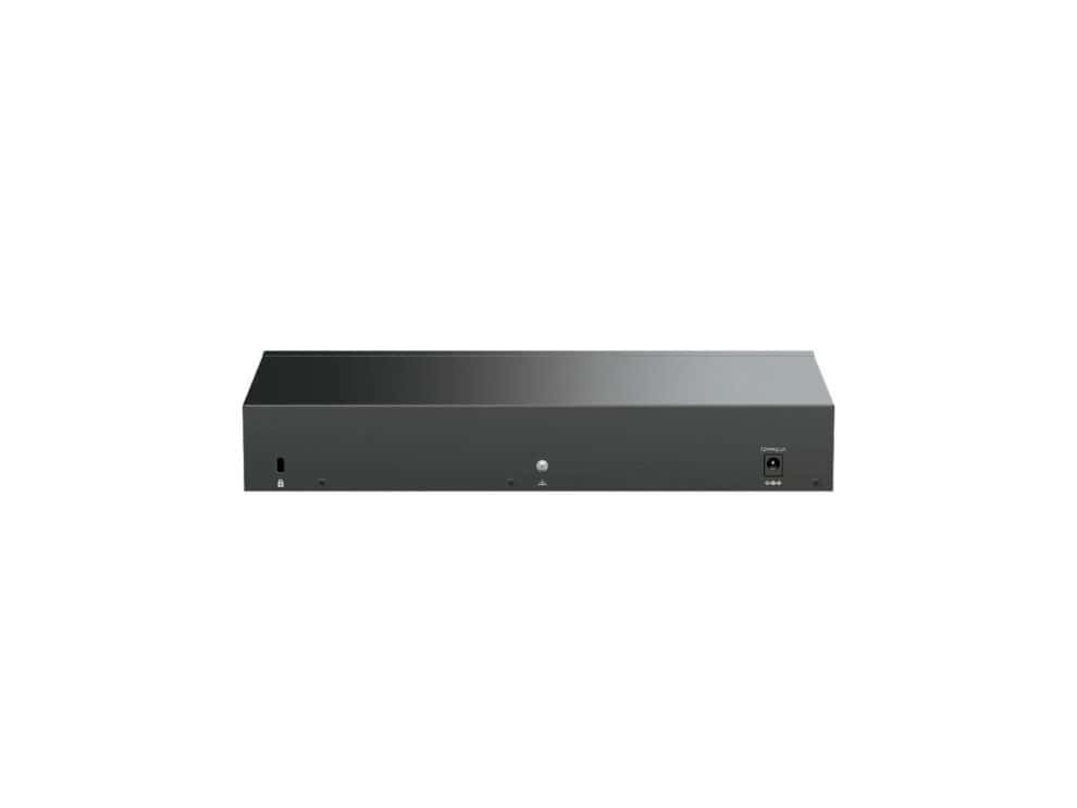 Black electronic device, front view.