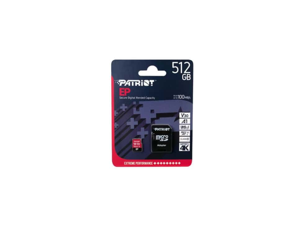 patriot ep v30 a1 512gb micro sdxc card + adapter