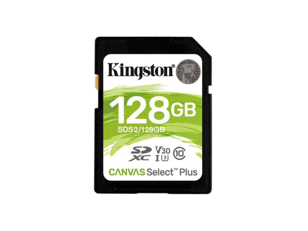 kingston 128gb sdxc canvas select plus 100r c10 uhs i u3 v30