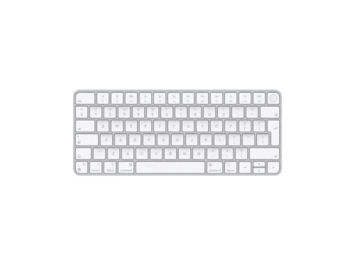 White wireless keyboard on white background