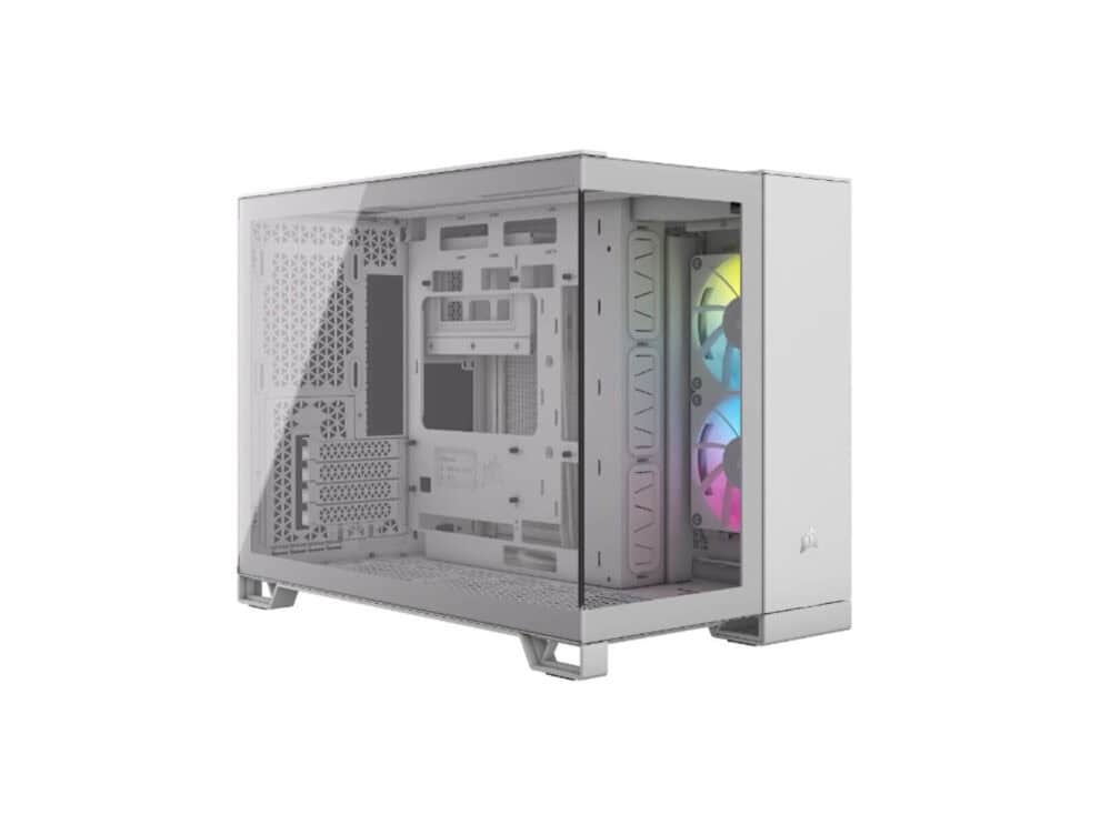 White PC case with RGB fans
