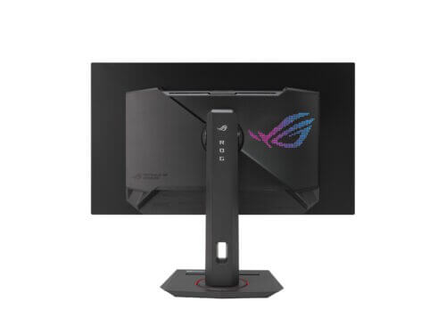 Back view of ASUS ROG gaming monitor.