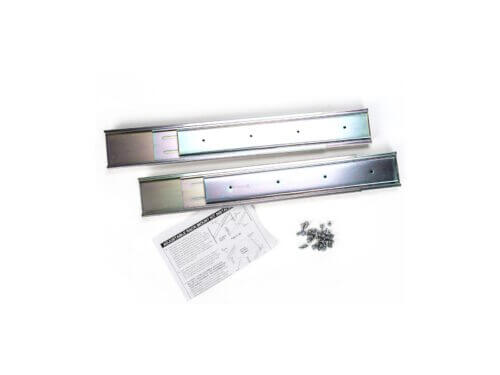 Adjustable rack-mount kit with screws and instructions.
