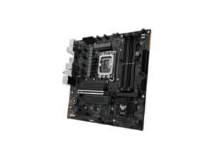 Black computer motherboard, isolated on white background.