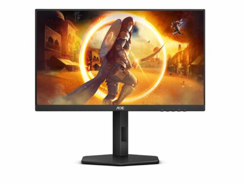 AOC monitor displaying adventure game character.