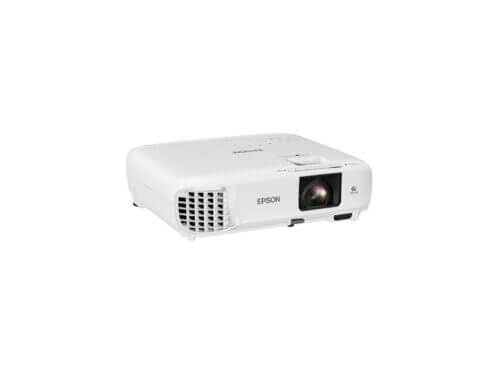 Epson projector, white, front and side view