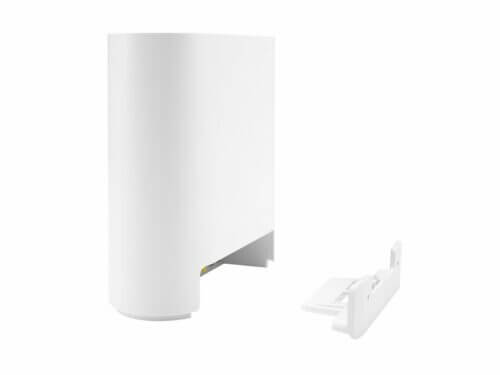 White electronic device with detached component.