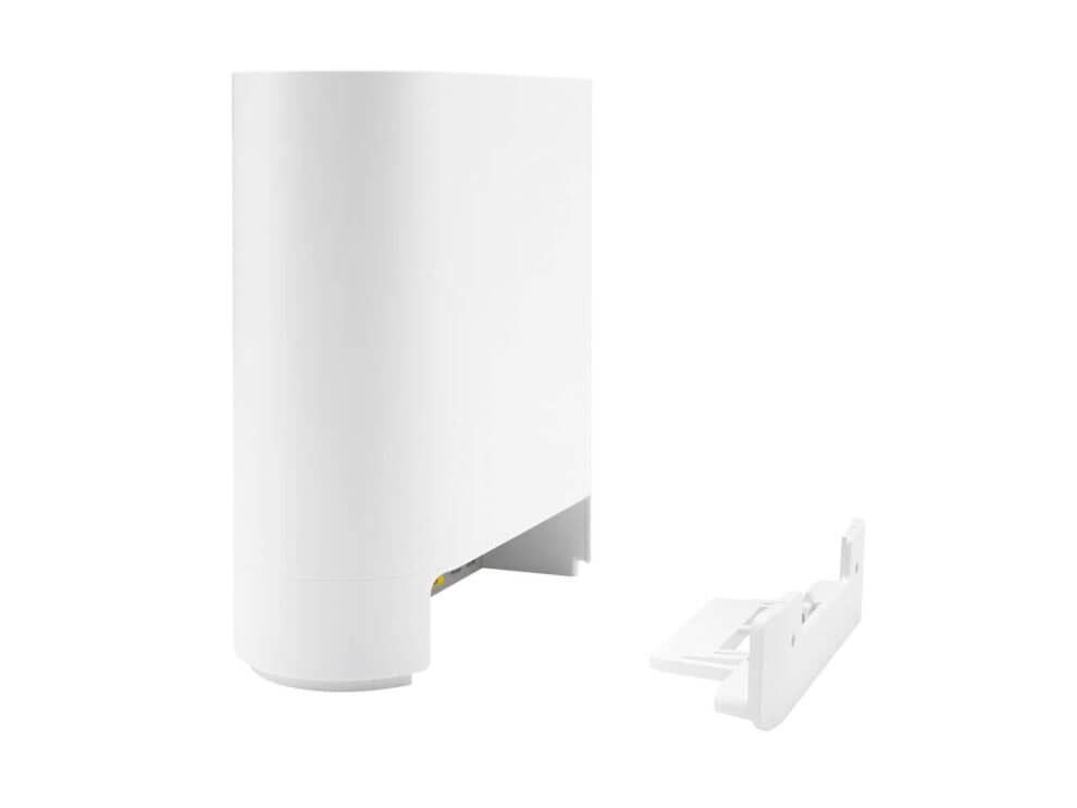 White electronic device with detached component.