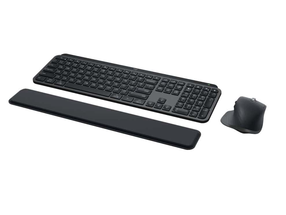Wireless keyboard with wrist rest and mouse