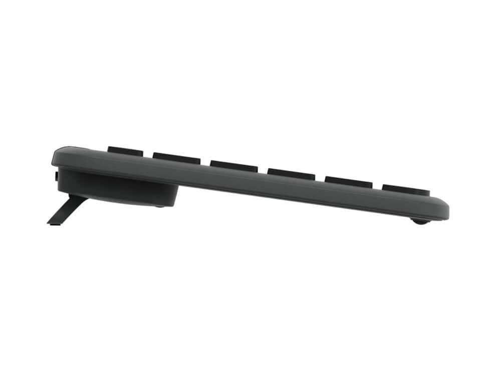Side view of an elevated keyboard