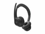 Black wireless over-ear headphones with microphone