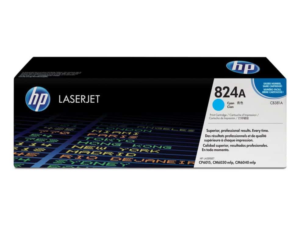 hp 824a cyan original laserjet toner cartridge;21;000 pages. . (colour laserjet clj cm6030/6040/ toner cartridge). HP 824A LaserJet cyan print cartridge