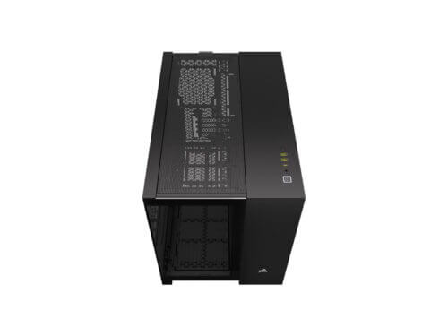 Top view of black computer case