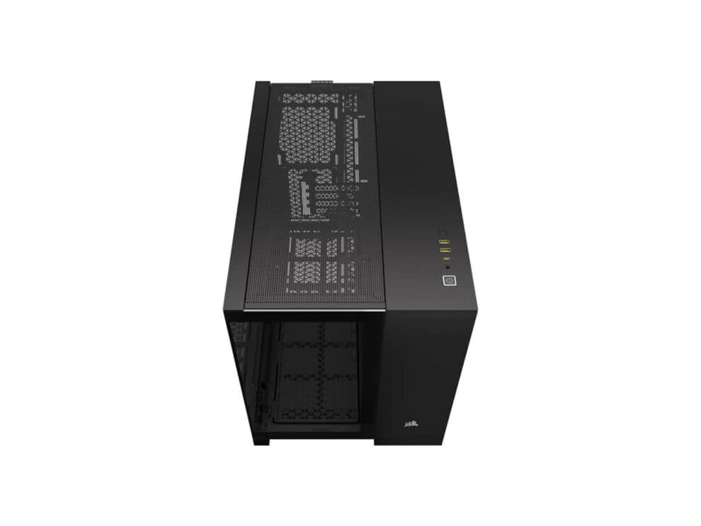 Top view of black computer case