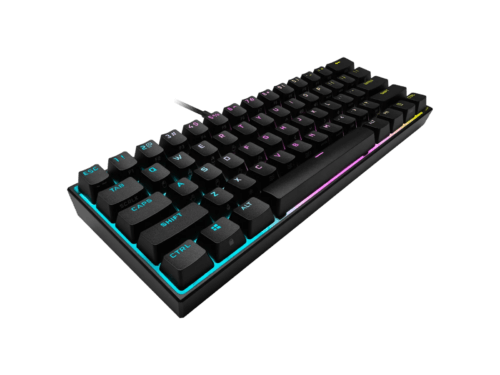 RGB mechanical gaming keyboard on black background
