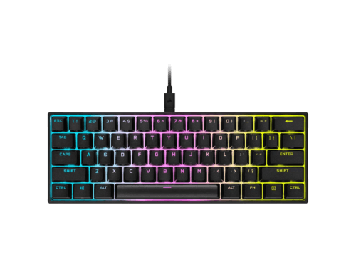 RGB backlit mechanical keyboard on black background
