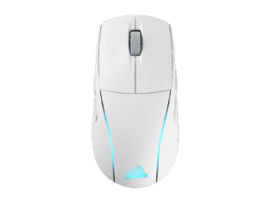 White gaming mouse with blue light