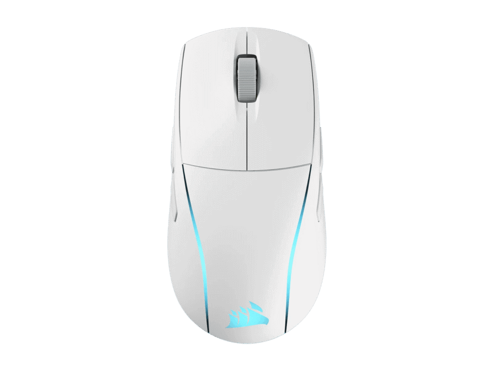 m75 wireless lightweight rgb gaming mouse, white (ap) White gaming mouse with blue light