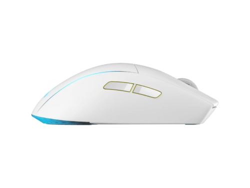 Wireless white gaming mouse side view