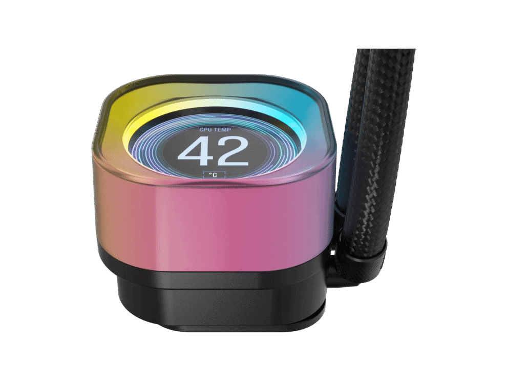 RGB CPU cooler with 42°C temperature display