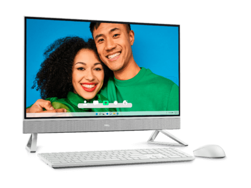 Dell computer with happy couple on screen
