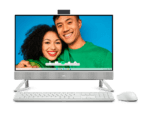 All-in-one desktop with monitor, keyboard, and mouse.