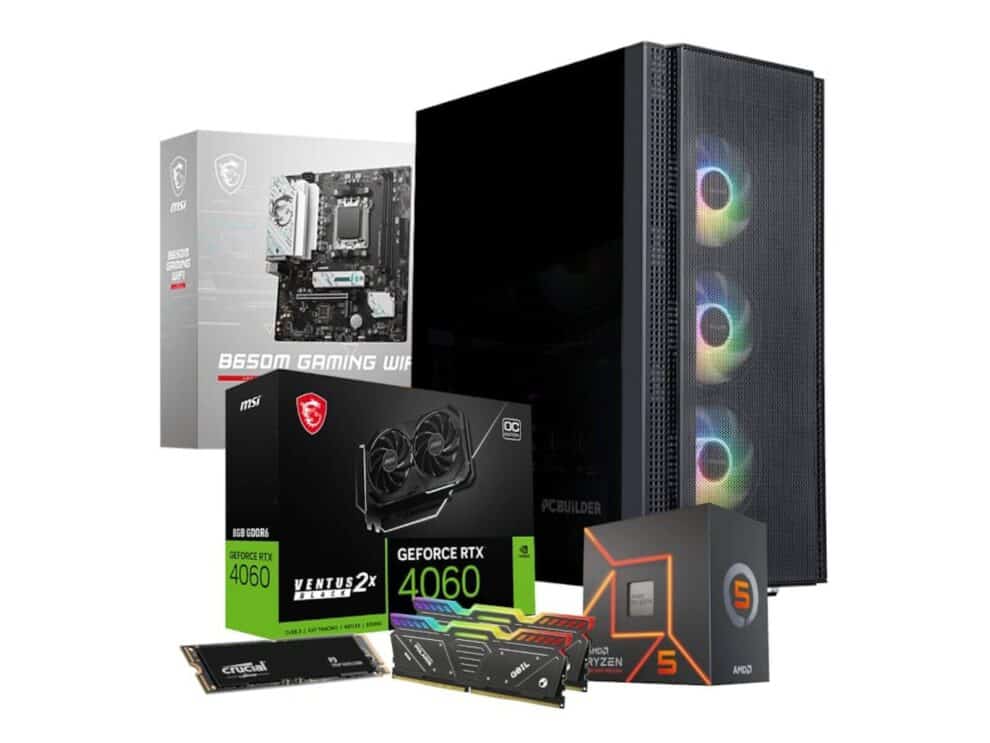 pcbuilder amd ryzen 5 7600 specialist windows 11 gaming pc Gaming PC components including RTX 4060 and AMD Ryzen 5