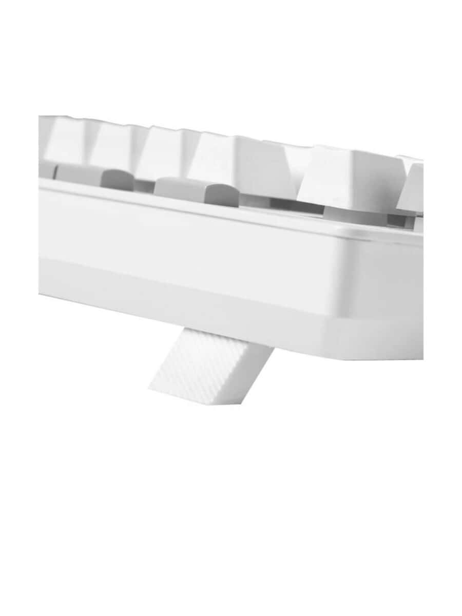 White keyboard leg stand closeup