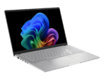 Silver laptop with colorful display