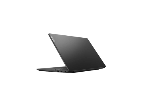 Black laptop partially closed