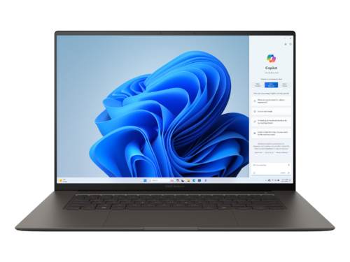 asus 16.0 inch 3k (2880 x 1800) oled 16:10 touch Laptop with Windows 11 and Copilot screen open.
