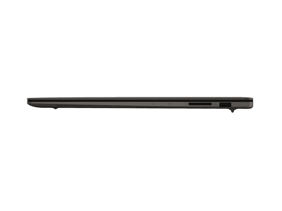 Closed laptop side view with ports