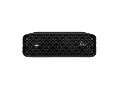 Front view of HP mini desktop