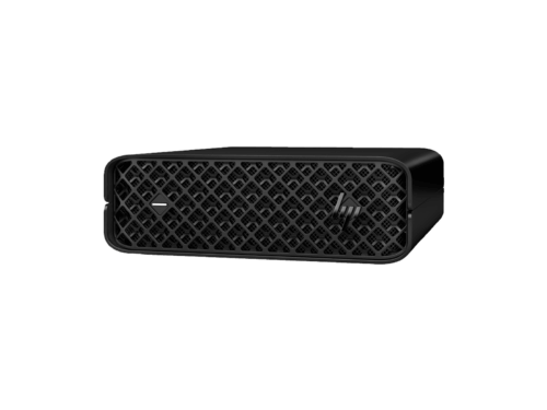 HP mini desktop computer front view