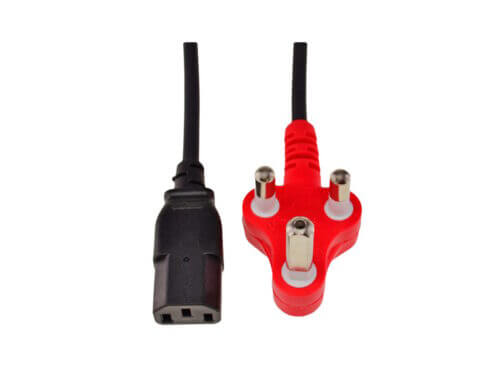 Electrical power cord with three-prong plug