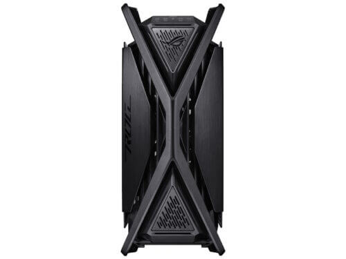 Front view of a gaming desktop case.