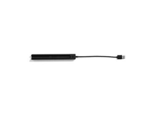 Black USB charging cable on white background