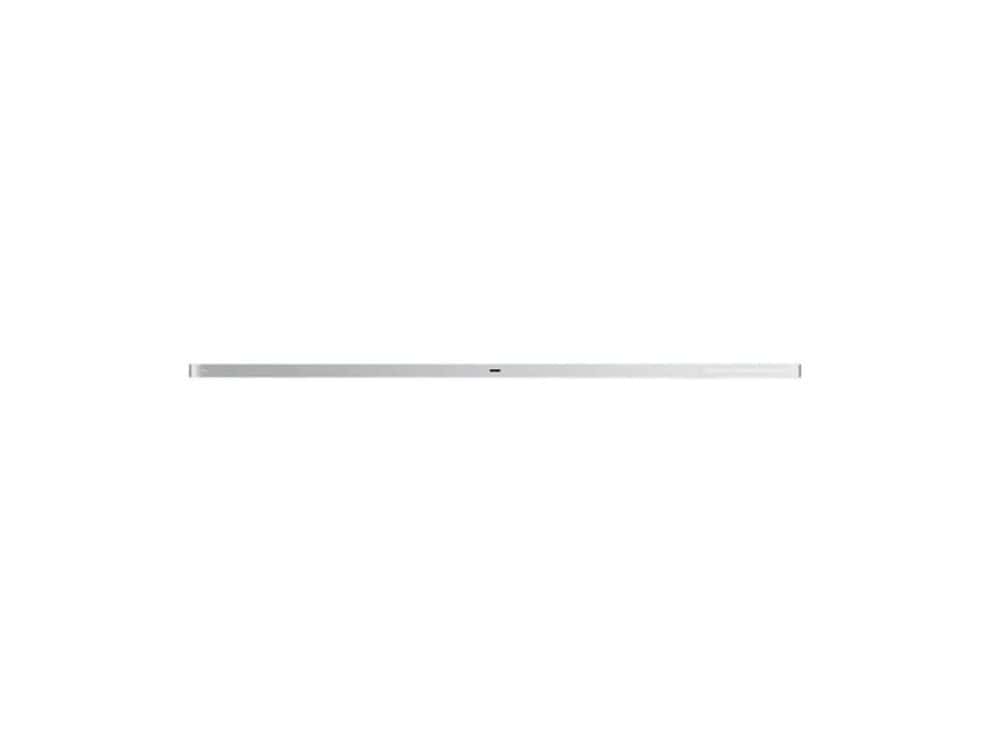 Slim white soundbar on white background